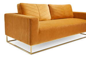 Franklin Gold Sofa: Yellow Velvet