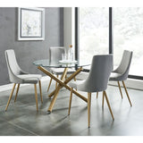 Carmilla 5pc Dining Set in Aged Gold with Grey Chair