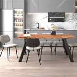 Virag/Capri 7pc Dining Set in Natural with Light Grey Chair
