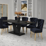 Eclipse/Mizal 7pc Dining Set in Black with Black Chair