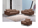 Nelda Leather Sofa Set (Dark Brown)