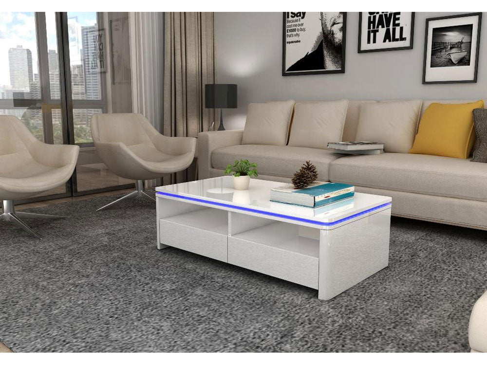 Ola Coffee Table with LED (White)
